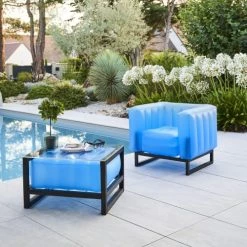 Mojow Fauteuils De Jardin Fauteuil Design Lumineux Cadre Aluminum Assise Thermoplastique Bleu 11 Mojow Fauteuils De Jardin Fauteuil Design Lumineux Cadre Aluminum Assise Thermoplastique Bleu -Fauteuils de jardin Soldes Boutique fauteuil design lumineux cadre aluminum assise thermoplastique bleu 7