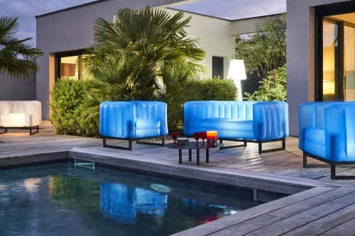 Mojow Fauteuils De Jardin Fauteuil Design Lumineux Cadre Aluminum Assise Thermoplastique Bleu 7 Mojow Fauteuils De Jardin Fauteuil Design Lumineux Cadre Aluminum Assise Thermoplastique Bleu – Image 5