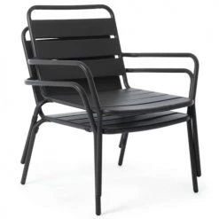 Bizzotto Chaises De Jardin Fauteuil Détente En Acier Gris Anthracite -Fauteuils de jardin Soldes Boutique fauteuil detente en acier gris anthracite 5