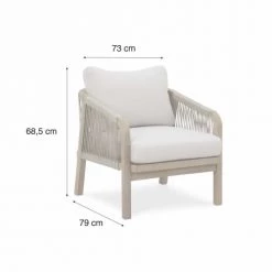 Kerama Fauteuils De Jardin Fauteuil En Bois D'acacia Marron Clair Et Corde Tressée -Fauteuils de jardin Soldes Boutique fauteuil en bois d acacia marron clair et corde tressee 5