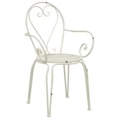 Aubry Gaspard Fauteuils De Jardin Fauteuil En Métal Blanc Antique -Fauteuils de jardin Soldes Boutique fauteuil en metal blanc antique 5