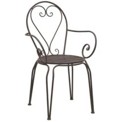 Aubry Gaspard Fauteuils De Jardin Fauteuil En Métal Blanc Antique -Fauteuils de jardin Soldes Boutique fauteuil en metal blanc metal vieilli 5