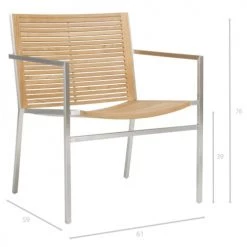 Now’s Home Fauteuils De Jardin Fauteuil En Teck Avec Pied En Acier Inoxydable -Fauteuils de jardin Soldes Boutique fauteuil en teck avec pied en acier inoxydable 2