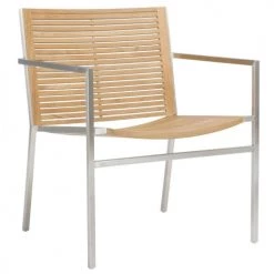 Now’s Home Fauteuils De Jardin Fauteuil En Teck Avec Pied En Acier Inoxydable