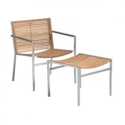 Now’s Home Fauteuils De Jardin Fauteuil En Teck Avec Pied En Acier Inoxydable -Fauteuils de jardin Soldes Boutique fauteuil en teck avec pied en acier inoxydable 3