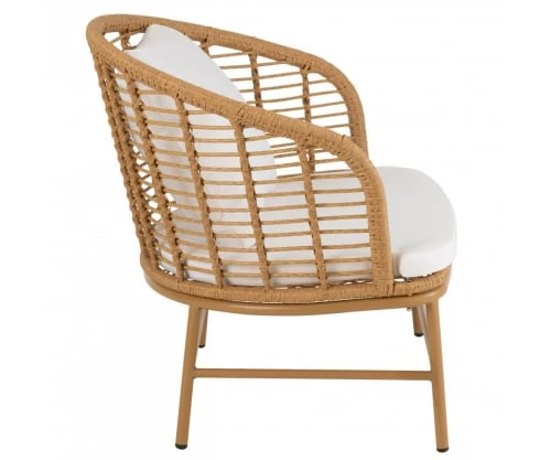 Meubles & Design Fauteuils De Jardin Fauteuil Extérieur Arrondi Avec Coussins Rembourré Beige 4 Meubles & Design Fauteuils De Jardin Fauteuil Extérieur Arrondi Avec Coussins Rembourré Beige – Image 2