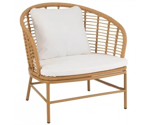 Meubles & Design Fauteuils De Jardin Fauteuil Extérieur Arrondi Avec Coussins Rembourré Beige 5 Meubles & Design Fauteuils De Jardin Fauteuil Extérieur Arrondi Avec Coussins Rembourré Beige – Image 3