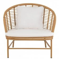 Meubles & Design Fauteuils De Jardin Fauteuil Extérieur Arrondi Avec Coussins Rembourré Beige