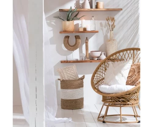 Meubles & Design Fauteuils De Jardin Fauteuil Extérieur Rotin Avec Pied Rond Et Coussin Beige 4 Meubles & Design Fauteuils De Jardin Fauteuil Extérieur Rotin Avec Pied Rond Et Coussin Beige – Image 2