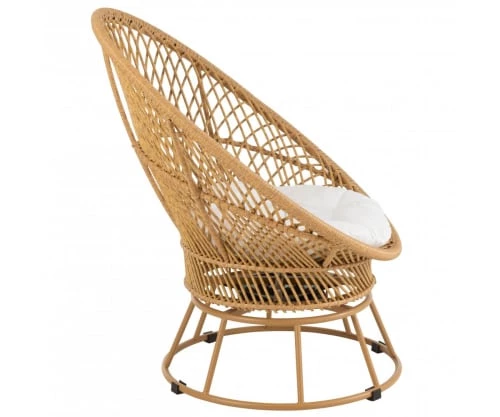 Meubles & Design Fauteuils De Jardin Fauteuil Extérieur Rotin Avec Pied Rond Et Coussin Beige 5 Meubles & Design Fauteuils De Jardin Fauteuil Extérieur Rotin Avec Pied Rond Et Coussin Beige – Image 3