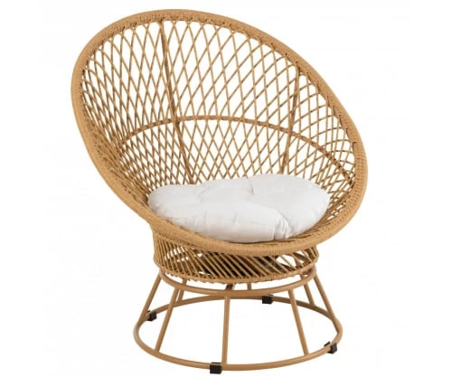 Meubles & Design Fauteuils De Jardin Fauteuil Extérieur Rotin Avec Pied Rond Et Coussin Beige 6 Meubles & Design Fauteuils De Jardin Fauteuil Extérieur Rotin Avec Pied Rond Et Coussin Beige – Image 4