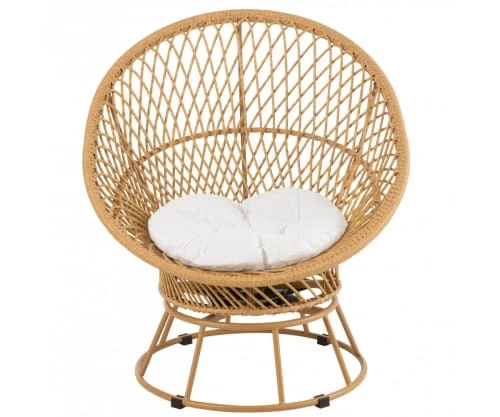 Meubles & Design Fauteuils De Jardin Fauteuil Extérieur Rotin Avec Pied Rond Et Coussin Beige 3 Meubles & Design Fauteuils De Jardin Fauteuil Extérieur Rotin Avec Pied Rond Et Coussin Beige