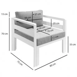 Meubletmoi Fauteuils De Jardin Fauteuil Jardin Aluminium Blanc Coussins Gris Chiné -Fauteuils de jardin Soldes Boutique fauteuil jardin aluminium blanc coussins gris chine 4