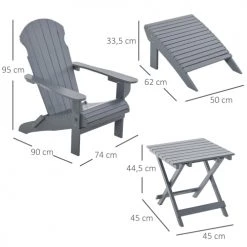 Outsunny Fauteuils De Jardin Fauteuil Jardin Pliable Repose-pied Table Basse Sapin Gris -Fauteuils de jardin Soldes Boutique fauteuil jardin pliable repose pied table basse sapin gris 2