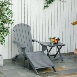Outsunny Fauteuils De Jardin Fauteuil Jardin Pliable Repose-pied Table Basse Sapin Gris -Fauteuils de jardin Soldes Boutique fauteuil jardin pliable repose pied table basse sapin gris 3