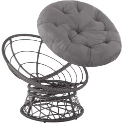 Tectake Fauteuils De Jardin Fauteuil Papasan En Rotin Gargano Rotatif Gris -Fauteuils de jardin Soldes Boutique fauteuil papasan en rotin gargano rotatif gris 2