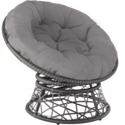 Tectake Fauteuils De Jardin Fauteuil Papasan En Rotin Gargano Rotatif Gris
