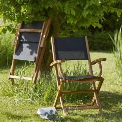 Bois Dessus Bois Dessous Chaises De Jardin Fauteuil Pliant Acacia Et Textilène -Fauteuils de jardin Soldes Boutique fauteuil pliant acacia et textilene 2