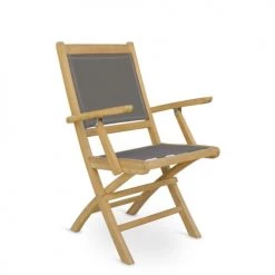 MOYCOR Fauteuils De Jardin Fauteuil Pliant En Tissu Gris Et Bois