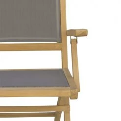 MOYCOR Fauteuils De Jardin Fauteuil Pliant En Tissu Gris Et Bois -Fauteuils de jardin Soldes Boutique fauteuil pliant en tissu gris et bois 3