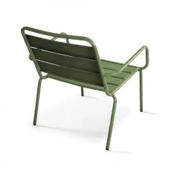 Oviala Fauteuils De Jardin Fauteuil Relax En Acier Vert Cactus -Fauteuils de jardin Soldes Boutique fauteuil relax en acier vert cactus 4