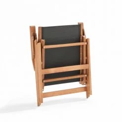 Oviala Bains De Soleil Et Chaises Longues Fauteuil Relax En Bois D'eucalyptus Avec Repose-pieds Noir -Fauteuils de jardin Soldes Boutique fauteuil relax en bois d eucalyptus avec repose pieds noir 3