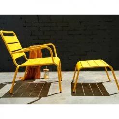 Oviala Fauteuils De Jardin Fauteuil Relax En Métal Jaune -Fauteuils de jardin Soldes Boutique fauteuil relax en metal jaune 2