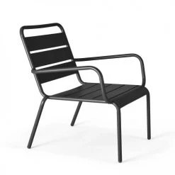 Oviala Fauteuils De Jardin Fauteuil Relax Et Repose Pied En Métal Anthracite -Fauteuils de jardin Soldes Boutique fauteuil relax et repose pied en metal anthracite 1