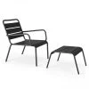 Oviala Fauteuils De Jardin Fauteuil Relax Et Repose Pied En Métal Anthracite -Fauteuils de jardin Soldes Boutique fauteuil relax et repose pied en metal anthracite