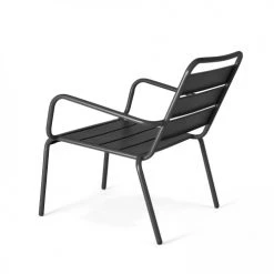 Oviala Fauteuils De Jardin Fauteuil Relax Et Repose Pied En Métal Anthracite -Fauteuils de jardin Soldes Boutique fauteuil relax et repose pied en metal anthracite 2