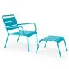 Oviala Fauteuils De Jardin Fauteuil Relax Et Repose Pied En Métal Bleu