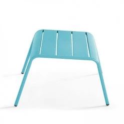 Oviala Fauteuils De Jardin Fauteuil Relax Et Repose Pied En Métal Bleu -Fauteuils de jardin Soldes Boutique fauteuil relax et repose pied en metal bleu 4