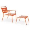 Oviala Fauteuils De Jardin Fauteuil Relax Et Repose Pied En Métal Orange 1 Oviala Fauteuils De Jardin Fauteuil Relax Et Repose Pied En Métal Orange -Fauteuils de jardin Soldes Boutique fauteuil relax et repose pied en metal orange