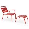 Oviala Fauteuils De Jardin Fauteuil Relax Et Repose Pied En Métal Rouge -Fauteuils de jardin Soldes Boutique fauteuil relax et repose pied en metal rouge