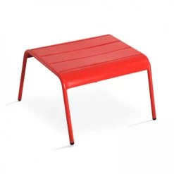 Oviala Fauteuils De Jardin Fauteuil Relax Et Repose Pied En Métal Rouge -Fauteuils de jardin Soldes Boutique fauteuil relax et repose pied en metal rouge 5
