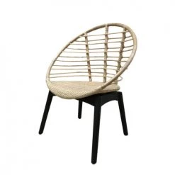 Meubletmoi Fauteuils De Jardin Fauteuil Rond Rotin Pieds Bois Massif Noir -Fauteuils de jardin Soldes Boutique fauteuil rond rotin pieds bois massif noir 2