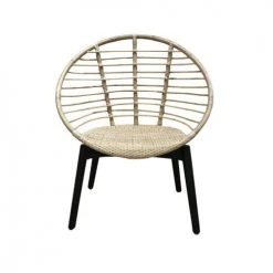 Meubletmoi Fauteuils De Jardin Fauteuil Rond Rotin Pieds Bois Massif Noir