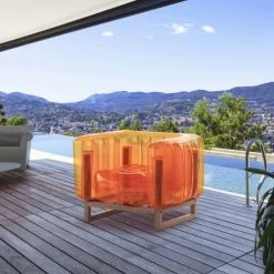 Mojow Fauteuils De Jardin Fauteuil Tpu Bleu Cristal Cadre En Bois -Fauteuils de jardin Soldes Boutique fauteuil tpu bleu cristal cadre en bois 3