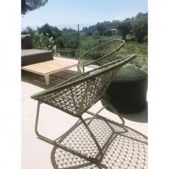 Now’s Home Fauteuils De Jardin Fauteuil Tressé Lounge Vert Olive -Fauteuils de jardin Soldes Boutique fauteuil tresse lounge vert olive 2
