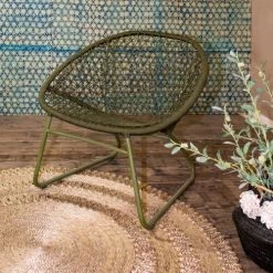 Now’s Home Fauteuils De Jardin Fauteuil Tressé Lounge Vert Olive -Fauteuils de jardin Soldes Boutique fauteuil tresse lounge vert olive 4