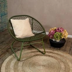 Now’s Home Fauteuils De Jardin Fauteuil Tressé Lounge Vert Olive -Fauteuils de jardin Soldes Boutique fauteuil tresse lounge vert olive 5