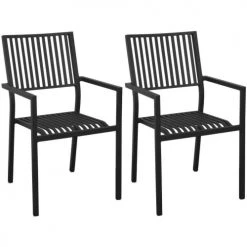 Proloisirs Fauteuils De Jardin Fauteuils D'extérieur Empilables En Aluminium Cayo (lot De 2) Graphite -Fauteuils de jardin Soldes Boutique fauteuils d exterieur empilables en aluminium cayo lot de 2 graphite 3