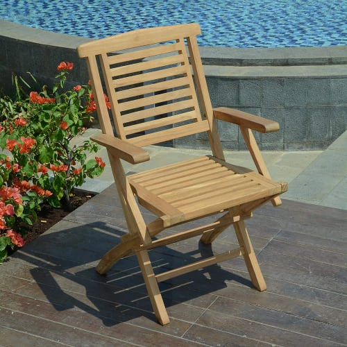 TECK’Attitude Fauteuils De Jardin Pliants En Teck (lot De 2) 4 TECK’Attitude Fauteuils De Jardin Pliants En Teck (lot De 2) – Image 2