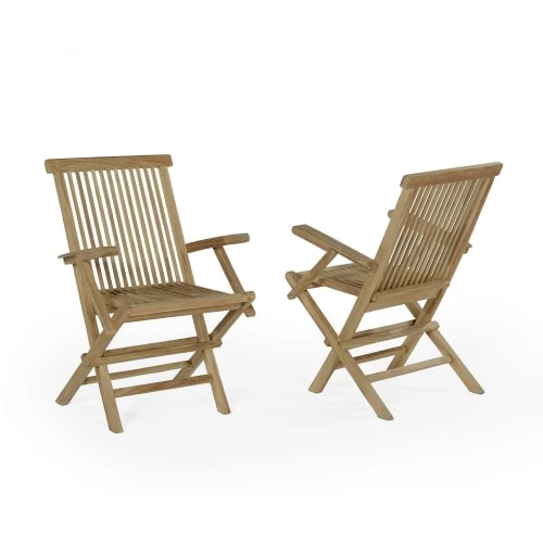 TECK’Attitude Fauteuils De Jardin Pliants En Teck (lot De 2) 3 TECK’Attitude Fauteuils De Jardin Pliants En Teck (lot De 2)