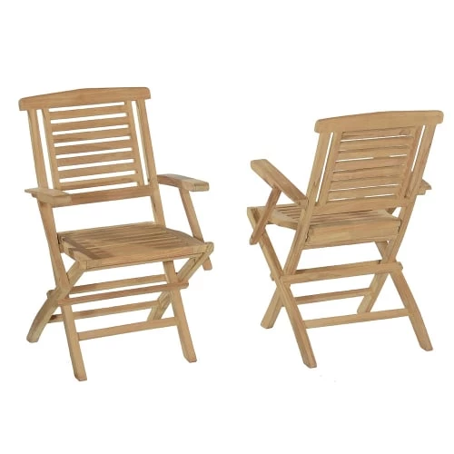 TECK’Attitude Fauteuils De Jardin Pliants En Teck (lot De 2) 3 TECK’Attitude Fauteuils De Jardin Pliants En Teck (lot De 2)