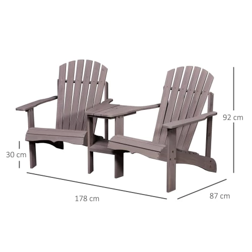 Outsunny Fauteuils De Jardin Table Basse étagère Bois Sapin Pré-huilé Gris 5 Outsunny Fauteuils De Jardin Table Basse étagère Bois Sapin Pré-huilé Gris – Image 3