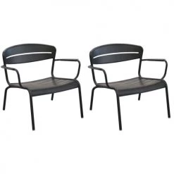Proloisirs Fauteuils De Jardin Fauteuils Lounge Terrasse En Aluminium Haora (lot De 2) Graphite