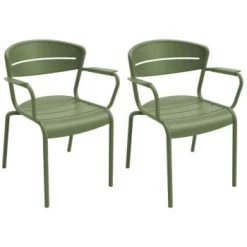 Proloisirs Fauteuils De Jardin Fauteuils Terrasse En Aluminium Haora (lot De 2) Amande -Fauteuils de jardin Soldes Boutique fauteuils terrasse en aluminium haora lot de 2 amande 4