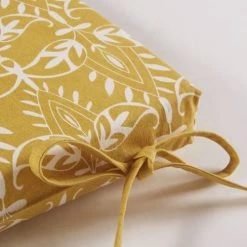Maisons Du Monde Coussins Extérieur Galette De Chaise En Coton Jaune Motifs Graphiques Blancs -Fauteuils de jardin Soldes Boutique galette de chaise en coton jaune motifs graphiques blancs 1000 4 18 188823 3