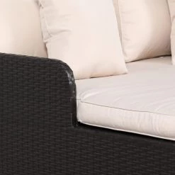 Outsunny Bains De Soleil Et Chaises Longues Lit Canapé 2 Places De Jardin Matelas Coussins Inclus Résine Marron -Fauteuils de jardin Soldes Boutique lit canape 2 places de jardin matelas coussins inclus resine marron 3